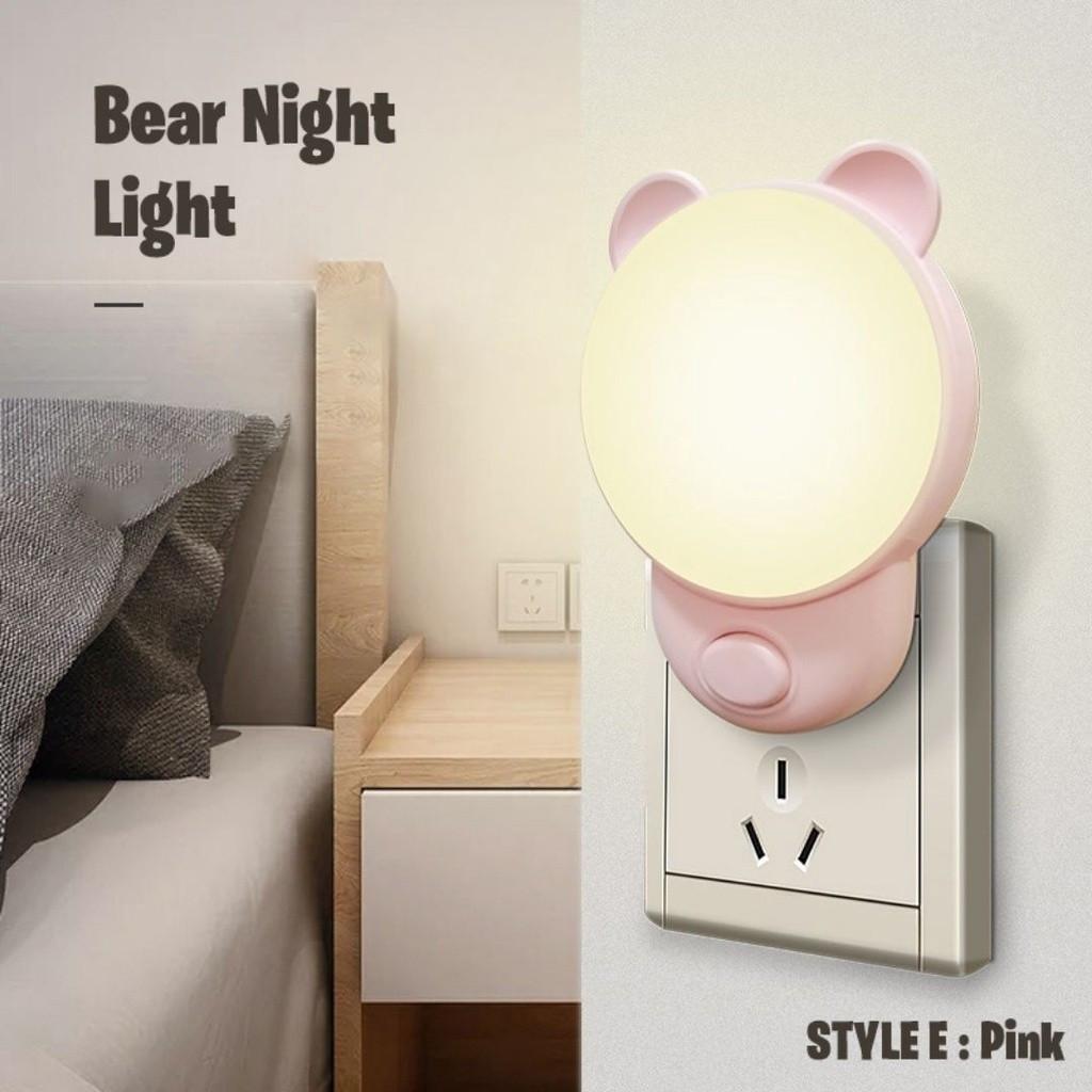 Lampu Tidur LED Beruang Hadiah untuk Bayi & Kekasih - Lampu Malam 2 Warna dengan Sensor Gerak, Cahaya Lembut Cegah Takut Gelap, Bantu Tidur Nyenyak