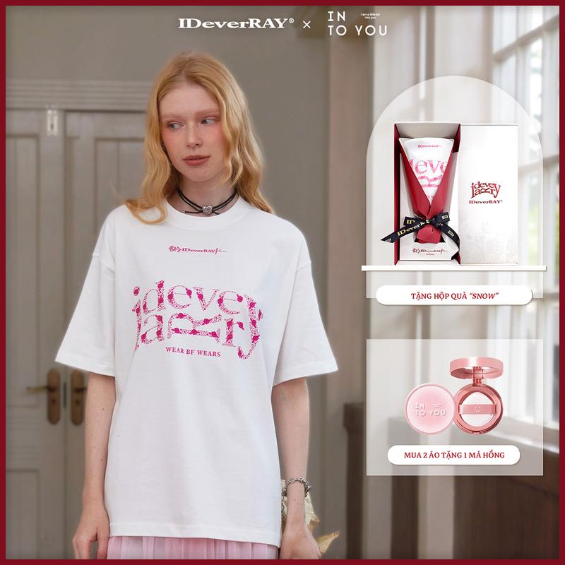   HỘP SNOW  Áo thun cotton IDeverRAY unisex nam nữ cao cấp thời trang chính hãng - Hộp quà tặng áo thun  Darling - Yêu Dấu  form oversize chất liệu vải cotton 260gsm 