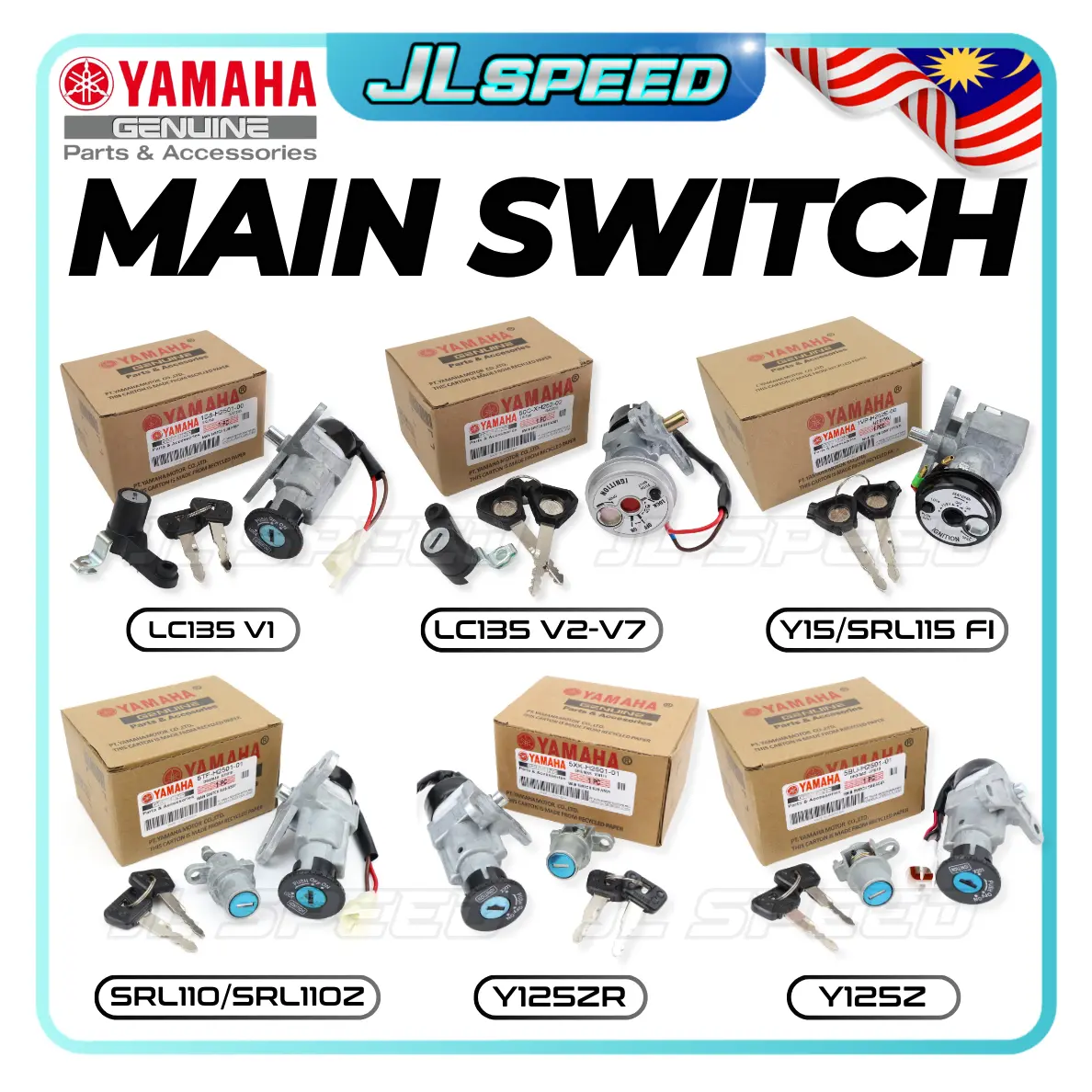 YAMAHA LC135 LC 135 V1-V8 / Y15 Y15ZR V1 V2 / SRL115 FI LAGENDA 115 FI / Y125Z 125ZR / SRL 110 SRLZ SRL ZR LAGENDA MAIN SWITCH SUIS SUIZ KUNCI IGNITION SET ORIGINAL