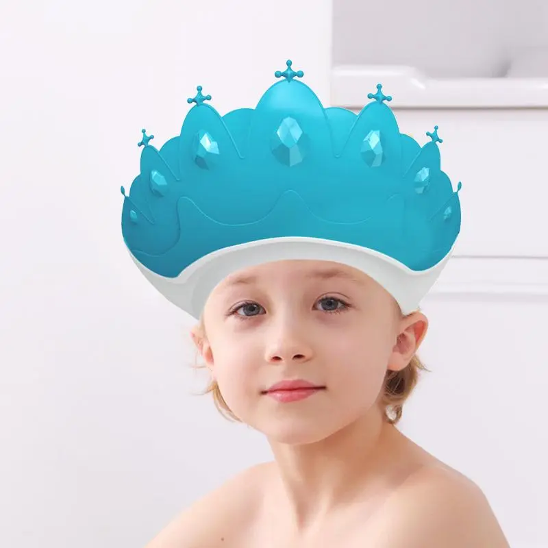 Mũ gội đầu trẻ em, có thể điều chỉnh kích thước, kiểu vương miện, thích hợp cho tiệc mừng sắp sinh em bé, thiết kế hoạt hình, chăm sóc tóc cho em bé, bảo vệ tai, không thấm nước 2