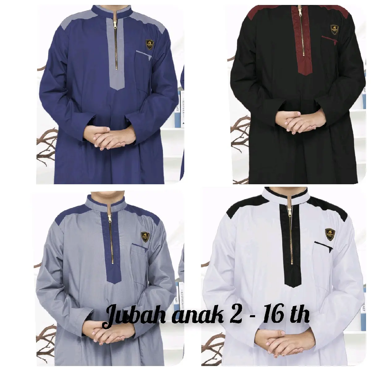 koko jubah gamis anak dan remaja lengan panjang 2-15 tahun premium  Muslim Baju Kombinasi Toyobo Nyaman Coklat Kurta Putih