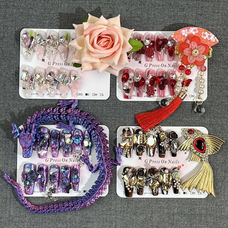 Product Introduction of [13.8-SD] 11 fingers  interchangeable Handmade Nail Press On Nails  IF you buy more ,surprise more! 0