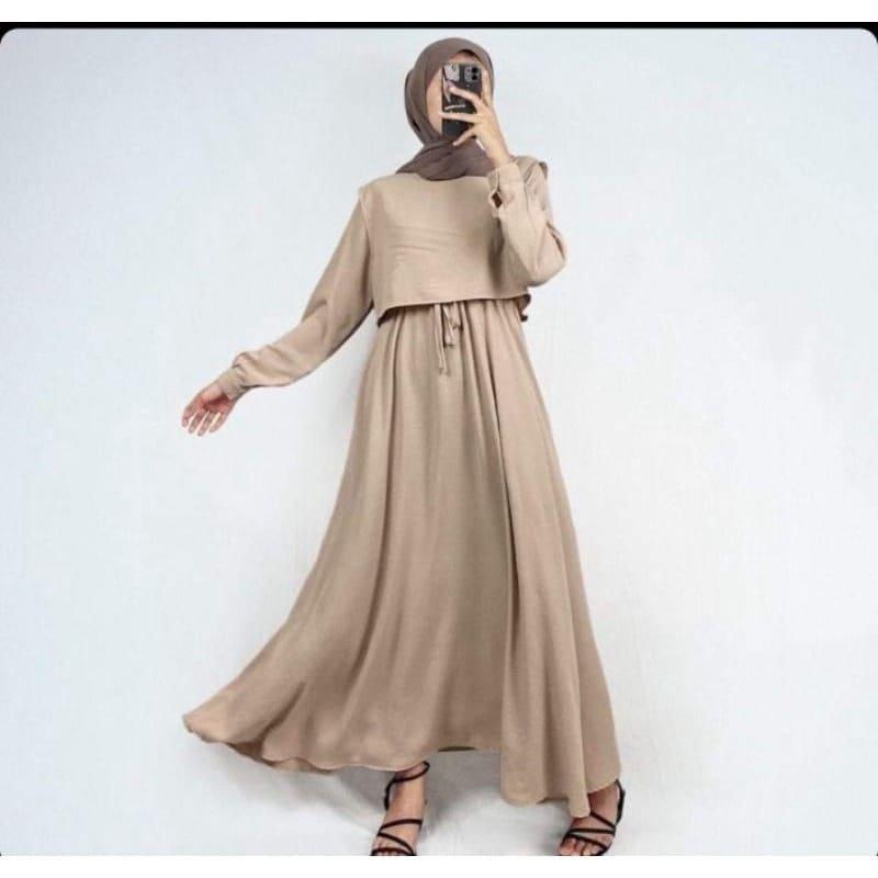 Product Introduction of dress shafila/gamis simple/baju muslim wanita bahan cringcle cey airflow kualitas premium 9