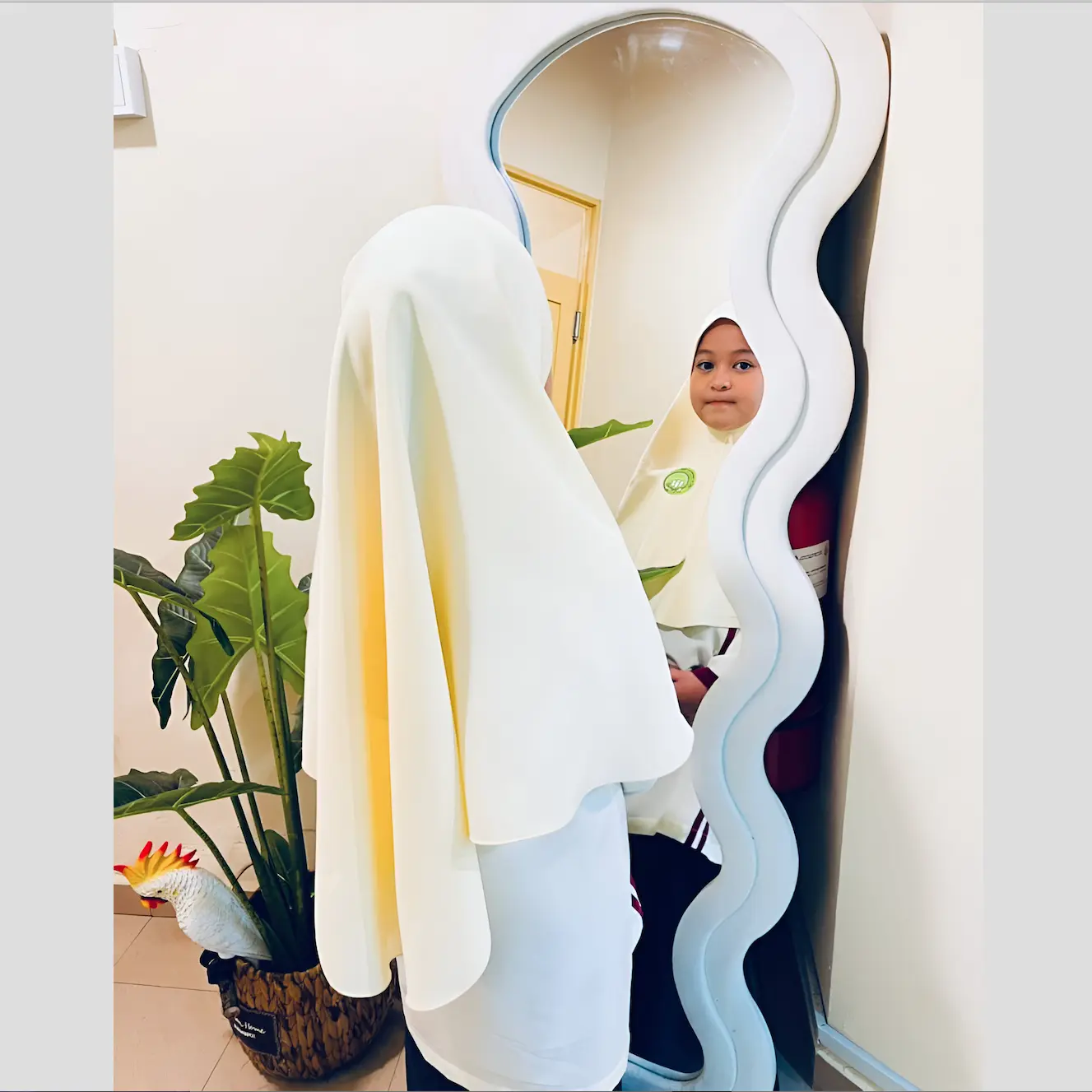 TUDUNG SEKOLAH AGAMA 2 LAYER Koshibo Warna Krim by Boonga Amanda | TUDUNG BULAT INSTANT