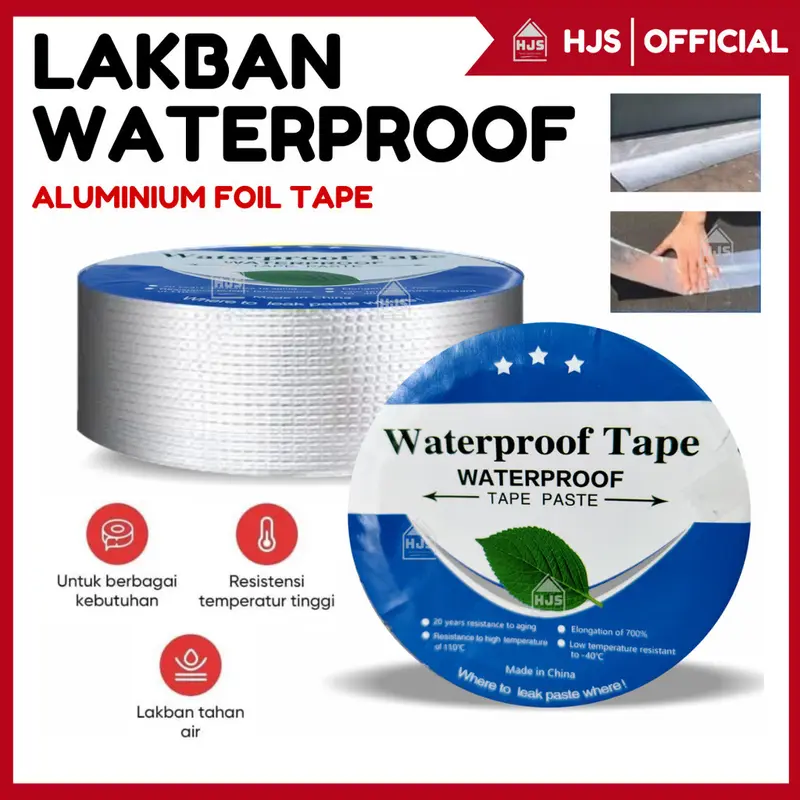 [HJS] Lakban Anti Bocor 3M 5M 1OM Aluminium Foil Waterproof Tape Tahan Air Dan Suhu Tinggi 0