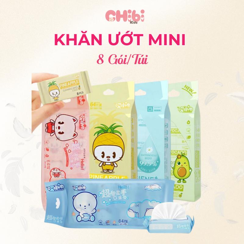 Khăn Giấy Ướt Mini Kích Thước 14cm Nhỏ Gọn Tiện Lợi Mang Theo Bỏ Túi Đi Học Du Lịch Đa Năng Màu Ngẫu Nhiên - Khăn Ướt