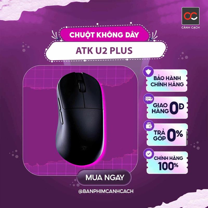 Chuột Gaming ATK U2 – Chuột Không Dây Nhẹ 44g Cảm Biến PAW3950 Ultra Polling Rate 8000Hz - Hiệu Suất Đỉnh Cao Cho Game