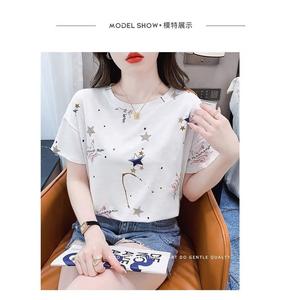 Short Sleeve Women's Thin Printed T-shirts for Women Summer Loose Fashion Versatile #524