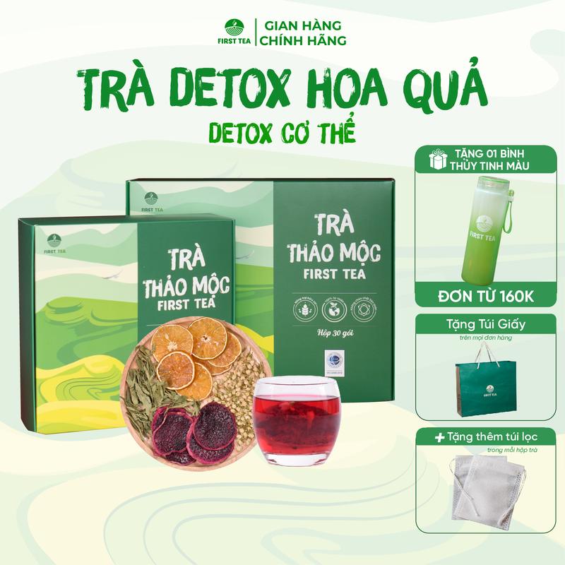 Trà Detox Hoa Quả FirstTea Đẹp Da Cải Thiện Sáng Da Detox Cơ Thể Bổ Sung Dinh Dưỡng Vitamin A C Hộp 15 30 gói . Nước Trà Chè. tradetox