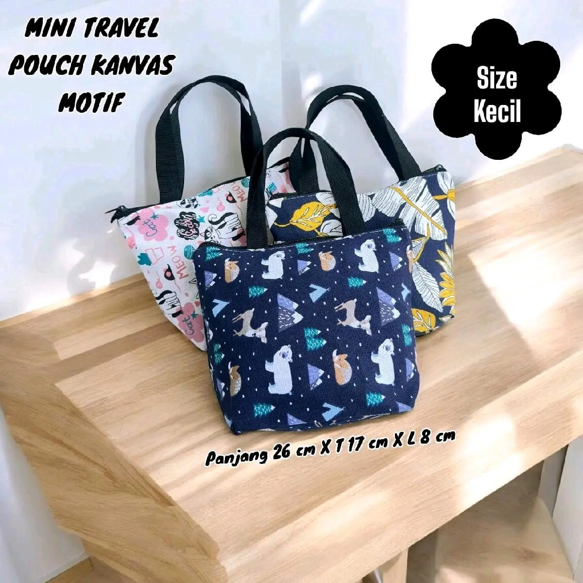 Tas Travel Tenteng Kanvas Mini Canvas Wanita