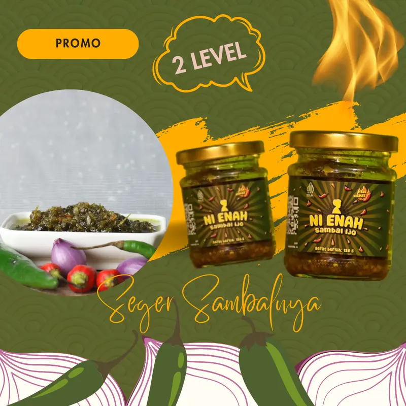 Sambal ijo Ni Enah 150 gram Pedas Nikmat level 1 Asin Food Masakan halal SPP-IRT Bawang Botol Penyedap 0