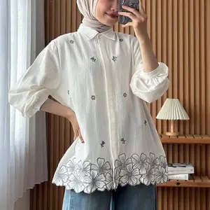 SEVA KEMEJA BORDIR LINEN RAMI ATASAN WANITA