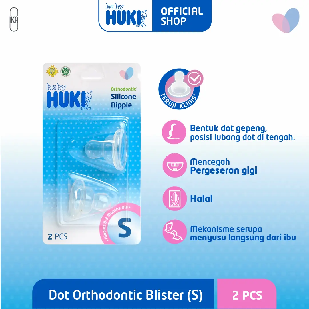 BABY HUKI Dot Silicone Ortho Blister Ukuran S - Kemasan Blister Isi 2 Pcs