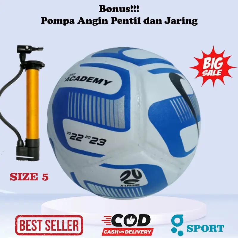 Bola Kaki Naiki Academy Bonus Pompa. Bola Standar SSB. Bola Kaki Size 5 0