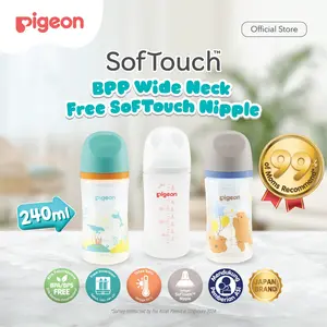 PIGEON Botol BPP Wide Neck 240ml w/SofTouch Nipple | Pilih Variasi | Botol Susu Bayi | Botol Susu Newborn | Ramah Lingkungan | Anti Kolik | Anti Kembung | BPA BPS FREE | Dot Seperti Payudara Ibu | Nipple Dot Lembut & Elastis | Nipple Dot Size M
