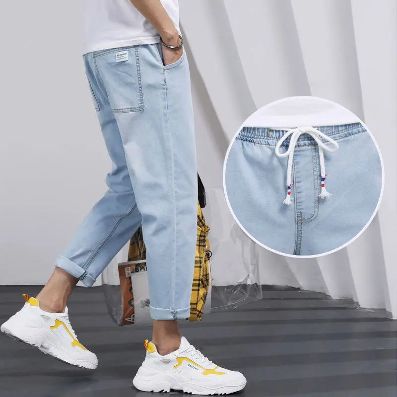 Men's Pants 2023 Spring New Loose Straight Jeans Students Korean Version of The Trend of All-match Men's Trousers Autumn Nine-point Pants