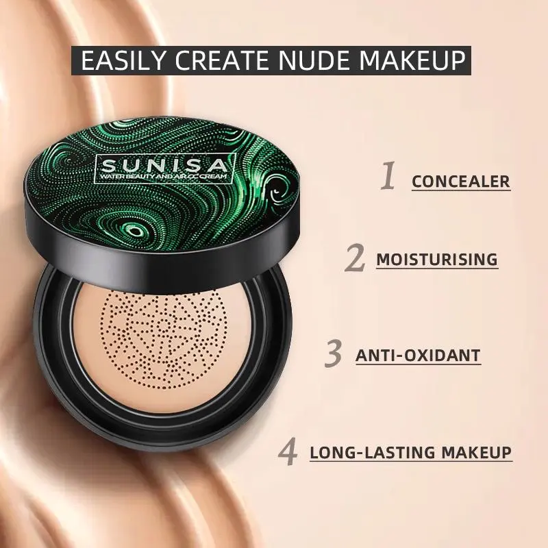 SUNISA HEAD MUSHROOM BB Cushion Waterproof untuk Menutupi Kulit - Foundation, bisa untuk Concealer Wajah 3