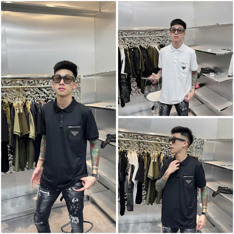 Áo Polo Nam SC PL04 Chất Liệu Vải Gai Họa Tiết Túi Da Mix Khóa Cổ Dệt Kim Thời Trang Nam