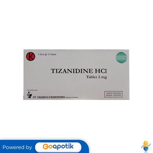 TIZANIDINE HYDROCHLORIDE YARINDO 2 MG BOX 30 TABLET