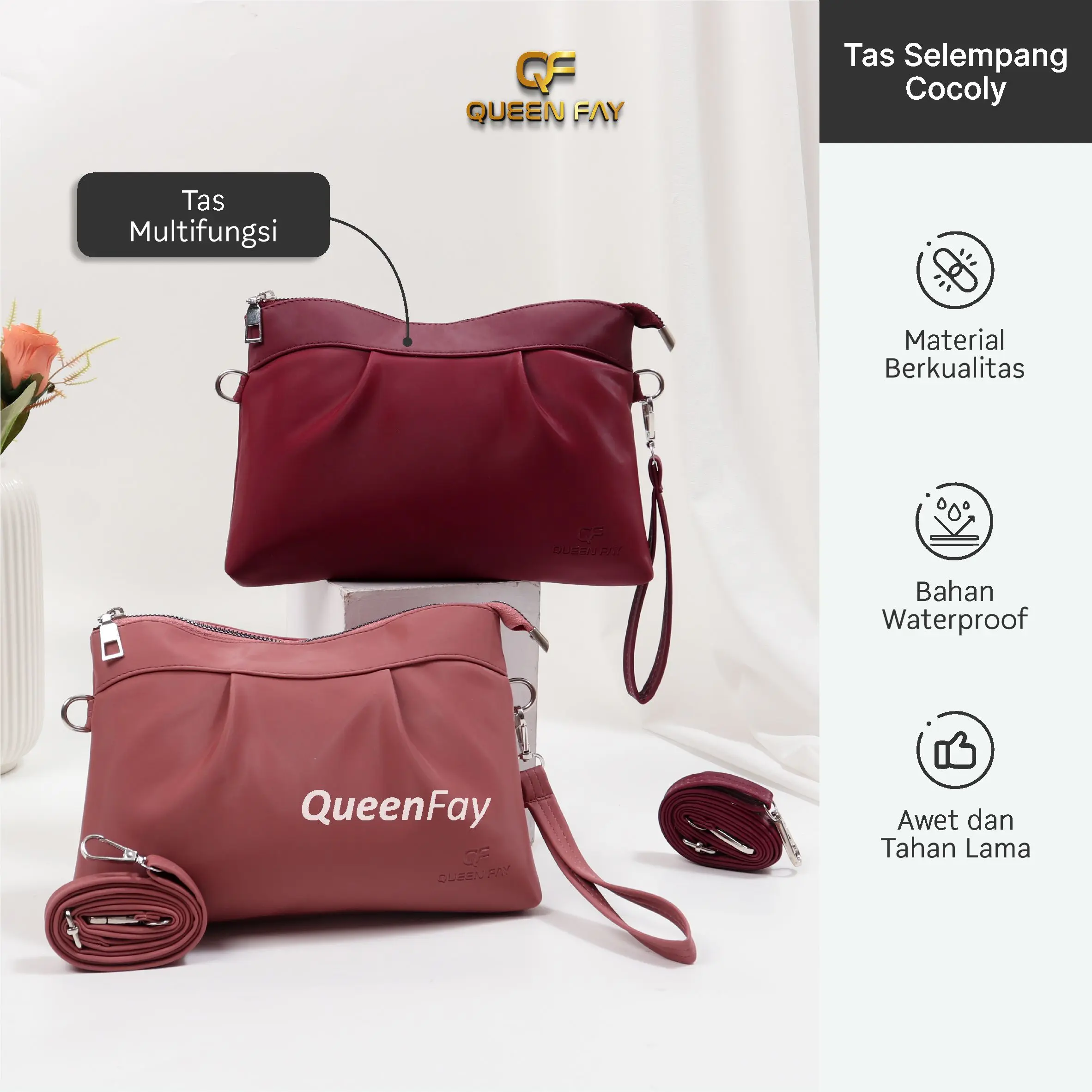 Queen Fay Tas Selempang Cocoly Slingbag Pouch Mulitifungsi Tempat Penyimpanan Barang Kekinian Premium