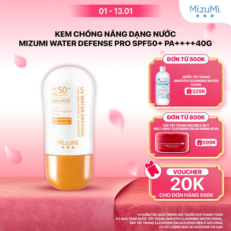 HSD 19 04 2026 MizuMi Kem Chống Nắng Dạng Nuớc UV Water Defense SPF50+ PA++++ 40g KCN