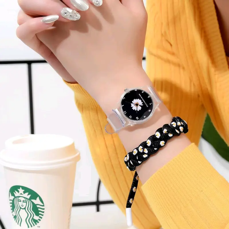 JAM TANGAN MOTIF BUNGA TRANSPARAN 0