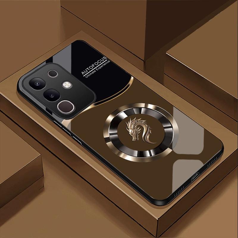 Ốp Lưng cho VIVO Y29 Mặt kính sáng bóng, cao cấp Họa tiết FOCUS RỒNG