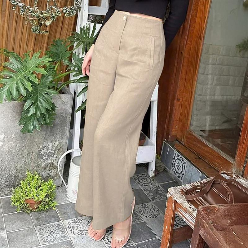 Quần đũi nữ Q01, Quần ống suông thiết kế cúc khoá phía trước lưng thun phía sau, chất liệu đũi tơ xước mềm mịn, mặc thoải mái