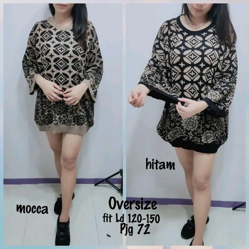 atasan blus baju wanita rajut import tangan kimono motif Bunga Matahari 1
