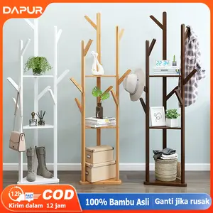 [DH]Stand Hanger Rak mantel Bambu Rak mantel sederhana Gantungan Topi Multifungsi Stand Hanger minimalis Rak Pakaian Tiang Tunggal Vertikal Berdiri Di Lantai Rak Tas Sederhana baju lemari kayu 2 pintu lemari hanger