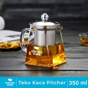 One Two Cups Teko Teh Kaca Saringan Tahan Panas Api Infuser Teapot - TP-761