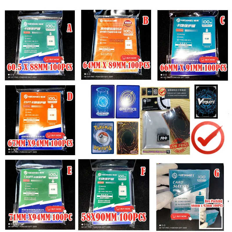 Lowest Price HENWEI TCG Card Sleeve Protector POKEMON Card Sleeve One Piece Card Holder ICO D9