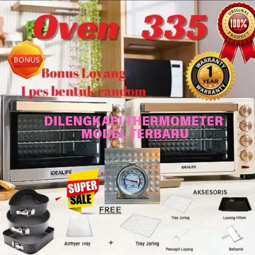 OVEN listrik oven kompor pemanggang roti kue 35 L Idealife IL 335 thermometer 0