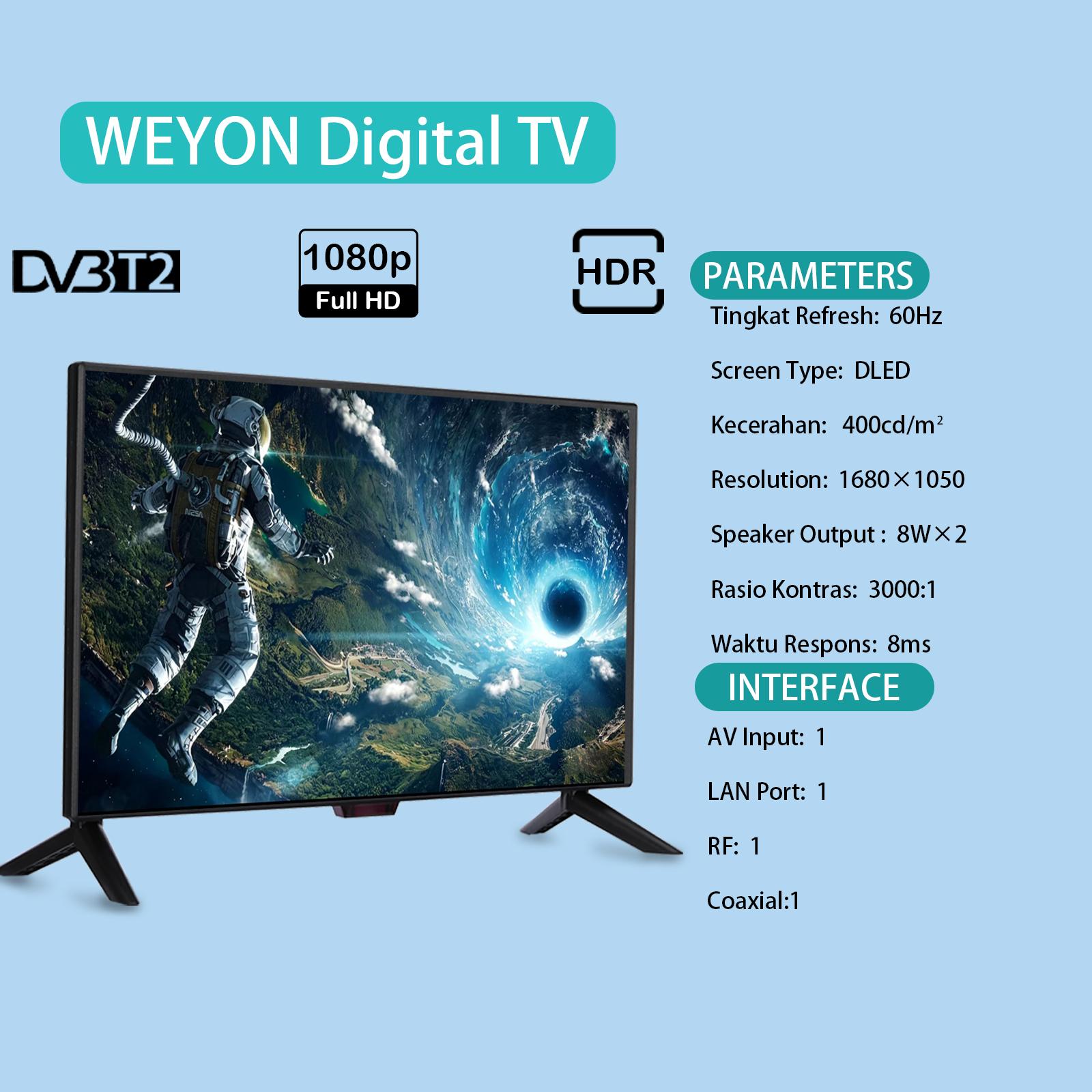 WEYON TV Digital LED 25 Inch FHD Televisi DVB-T2 Garansi Resmi 1 Tahun