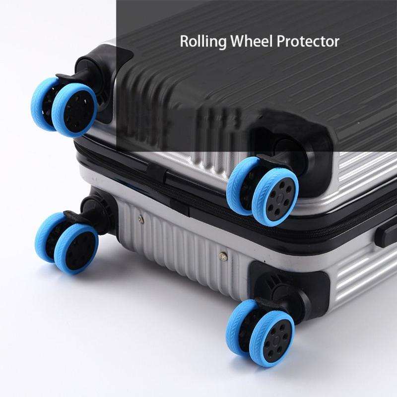 Product Introduction of 8pcs Wear-proof Silicone Rolling Wheel Protector Waterproof Shock Absorbing Wheel Protection Cover Heavy Duty Wheels Guard Cover Luggage Wheels 11