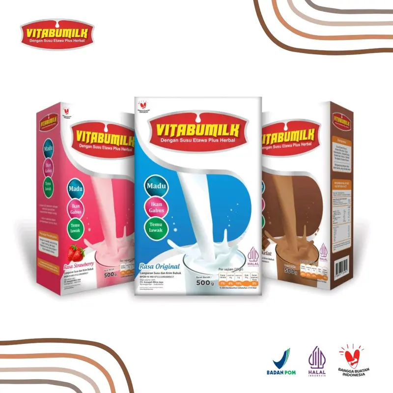 (Bundle 2box) Vitabumilk Susu Etawa Bubuk Plus Herbal Ekstrak Ikan Gabus Madu Temulawak 500g untuk Anak dan Dewasa 0