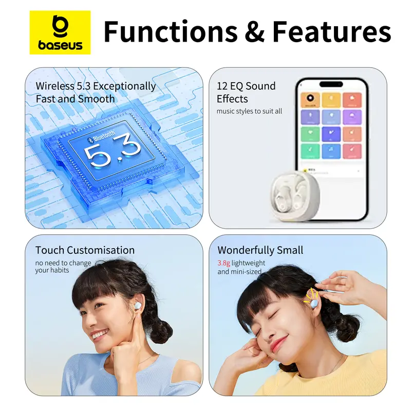 [BEST SELLER] Baseus WM02 / WM02+ Headset Bluetooth TWS Wireless Earphone Bluetooth Mini Earbuds Handsfree Headphones Telepon 7