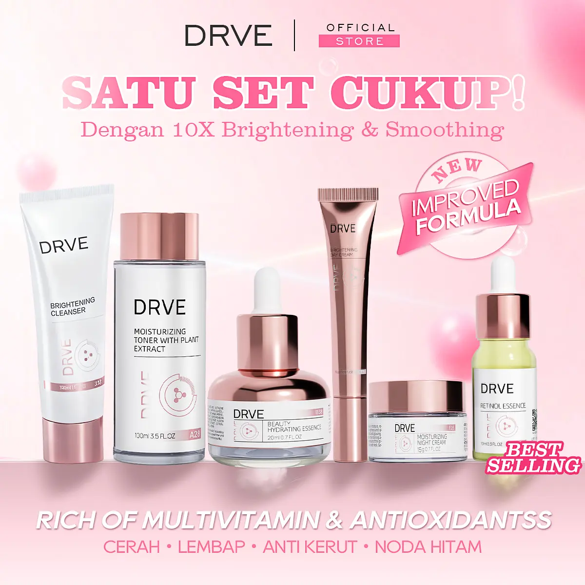 Special Bundle Set (FREE MASK) mengandung Niacinamide membantu Menghilangkan Kerutan Dan Garis Halus.