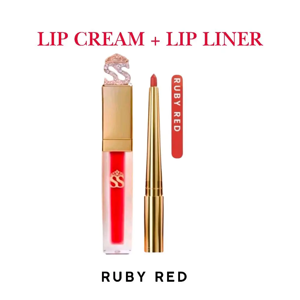 lip liner + lip cream ruby red