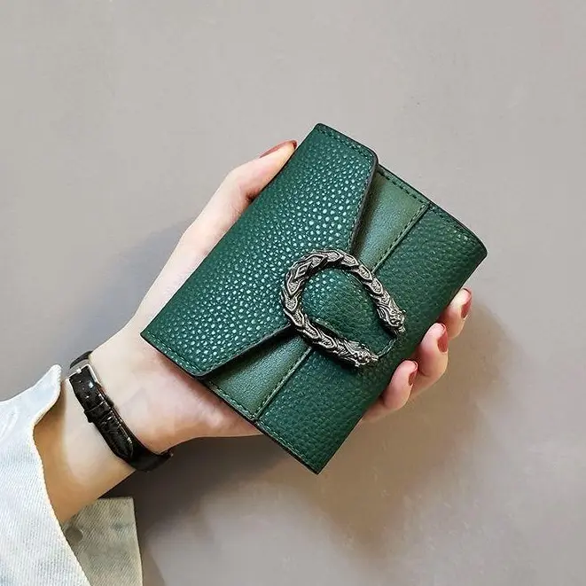 Ví Nữ, Phong Cách Âu Mỹ Ins, Màu Trơn Thiết Kế Chúa Rượu, Kiểu Ngắn, Gấp Ba Lần, Cỡ Nhỏ, Ví Đựng Tiền Xu, Ví Đựng Thẻ, Hàng Mới Về 0
