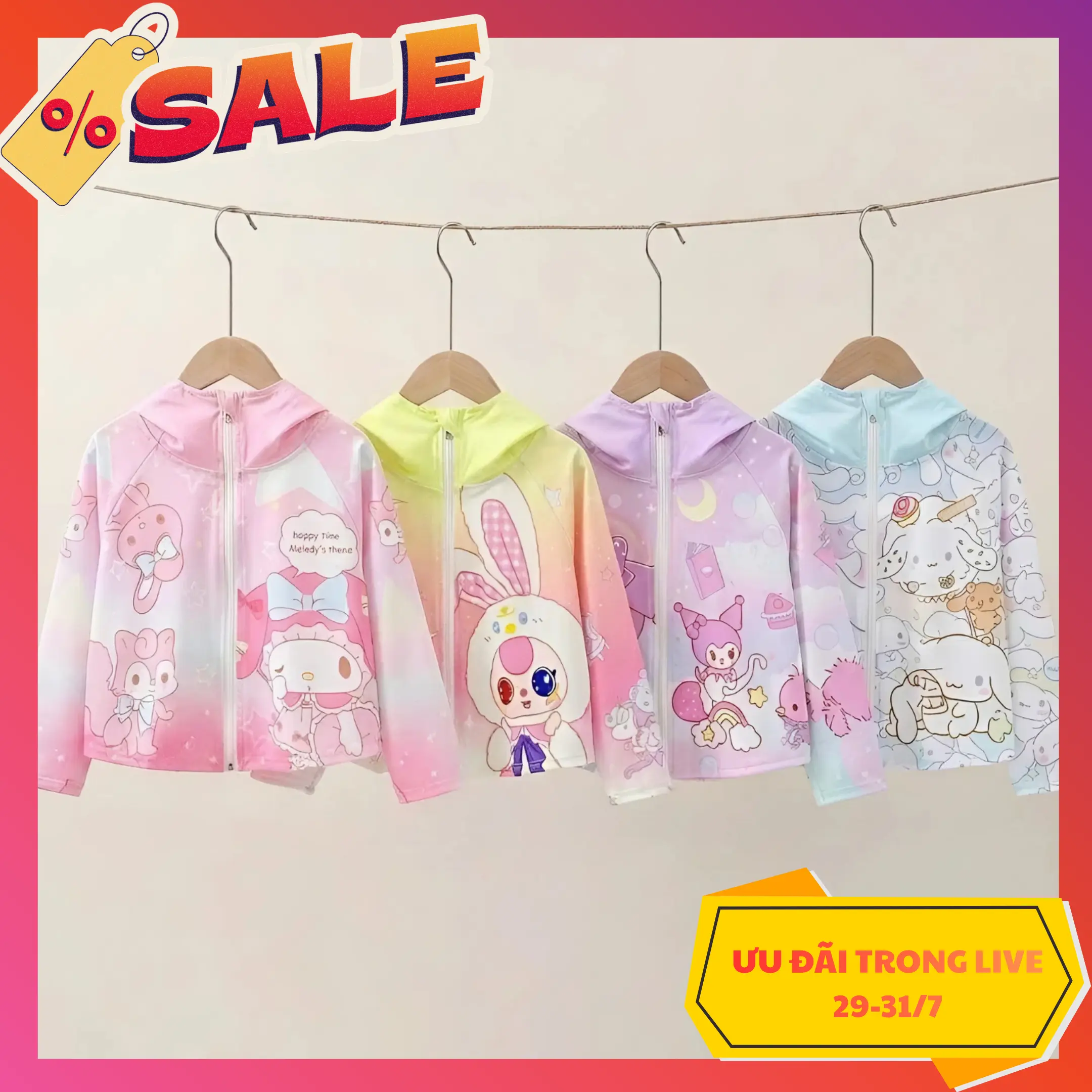 [Live Sale] SAMKIDS - SK555 - Áo Khoác Chống Nắng Và Tia UV Cho Bé Gái