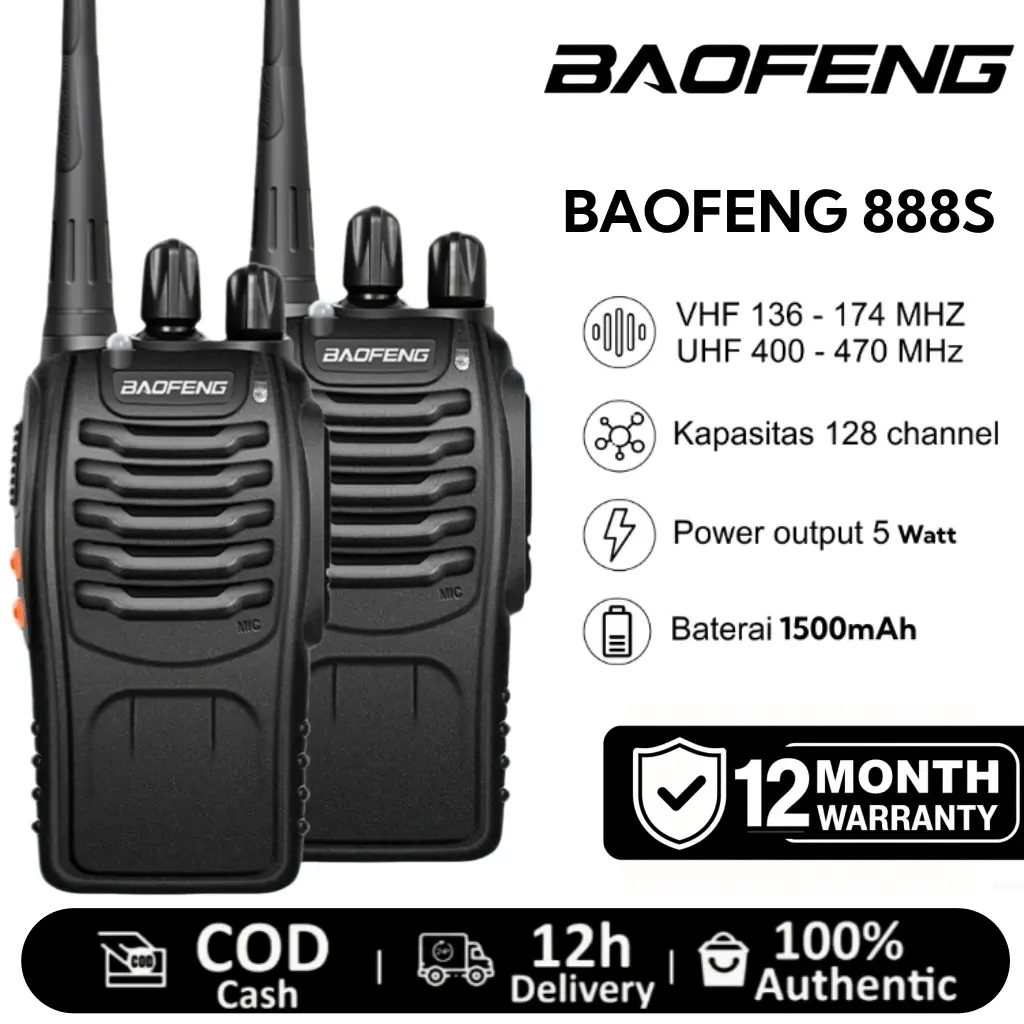 HT BaoFeng 888s Walkie Talkie 5W High Power Handy Talky Battery 1500mAh Baofeng Radio