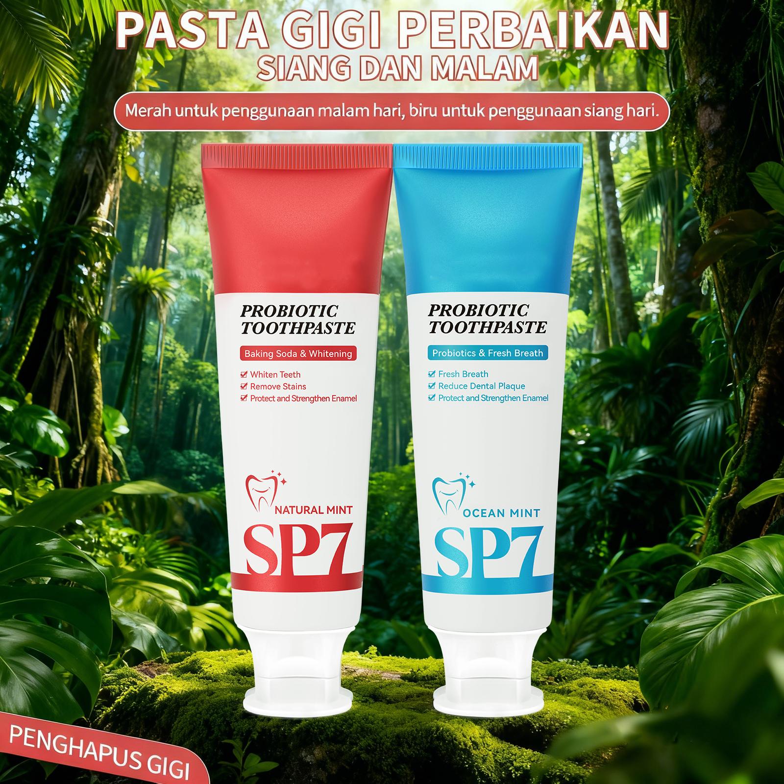 【Pengiriman Biru Merah Acak】Pasta Gigi Probiotic Mint Ringan untuk Kesegaran Napas dan Kebersihan Mulut