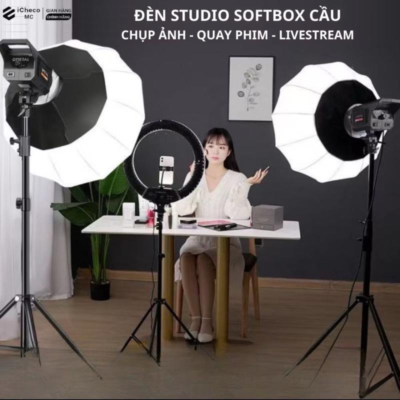 Bộ Đèn Softbox Cầu Livestream Mịn Đẹp Đèn Chụp Ảnh Nét Ko Đổ Bóng Trợ Sáng Cho Quay Video Chụp Ảnh Sản Phẩm Chất Lượng Cao iCheco SBC65