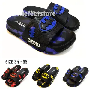 Sandal Selop Anak dan Tanggung Slip on Laki Laki Karakter Betmen Keren