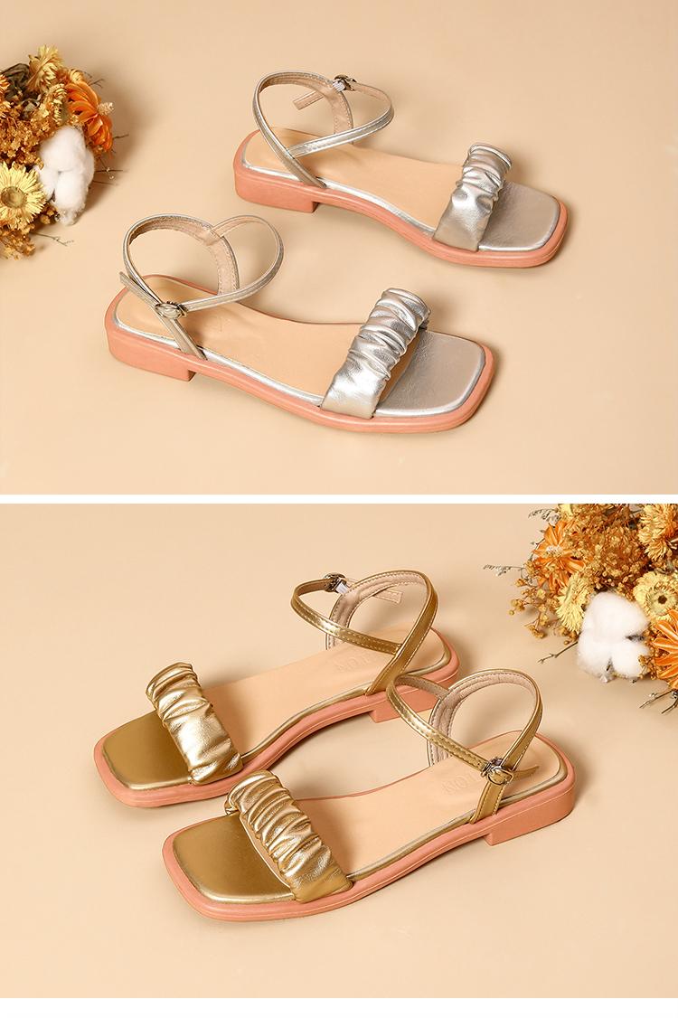 Product Introduction of Atikota Sandals Single-strap  Simple Casual Versatile Open-toe Soft-soled Mid-heel Shoes for Women 2