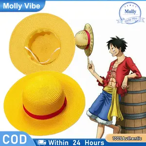 Topi Jerami Luffy Merchandise Anime "One Piece" Topi Mugiwara No Luffy Topi Cosplay