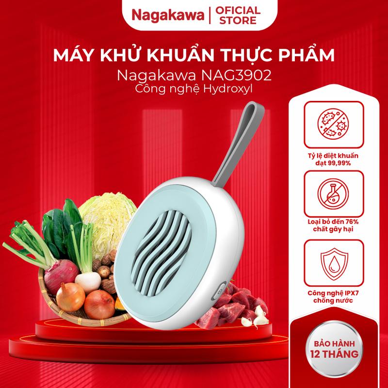 [MINH NHẬT X NAGAKAWA] Máy Khử Khuẩn Thực Phẩm Cầm Tay Nagakawa NAG3902 – Công Nghệ Hydroxyl, Chống Nước IPX7, Pin Sạc Tiện Dụng – Bảo Hành 1 Năm