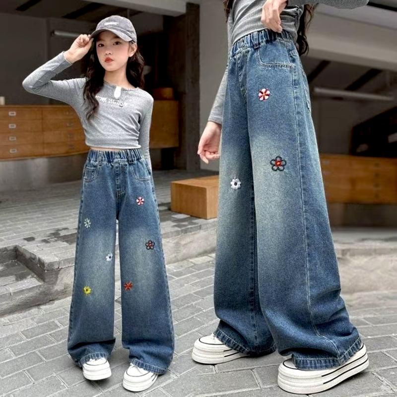 16-50kg Quần jean bé gái thêu hoa thêu nơ dành cho bé gái. quần bò bé gái mã HoaTheu