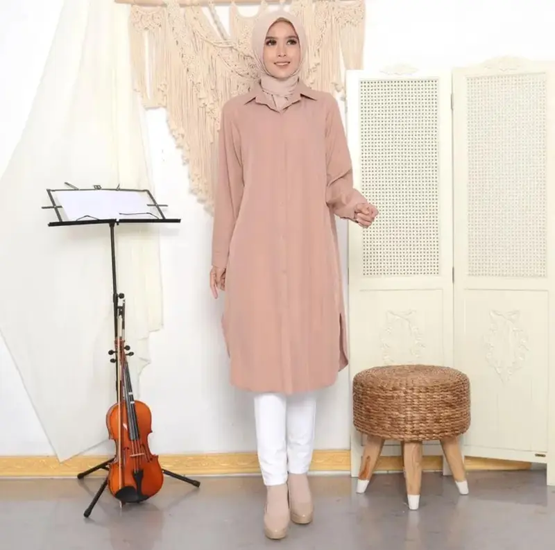 Tunik Wanita Simple Elegan / Tunik Kemeja Crinkle Airflow / Atasan Tunik Kekinian Terbaru Murah 5
